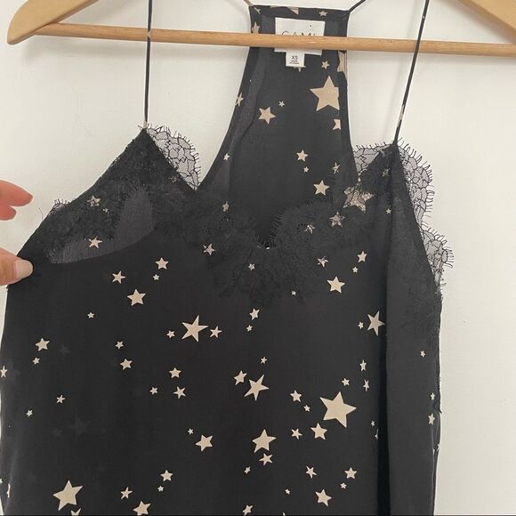 Cami NYC The Racer Lace Trim Star Print Silk Camisole - Picture 3 of 7